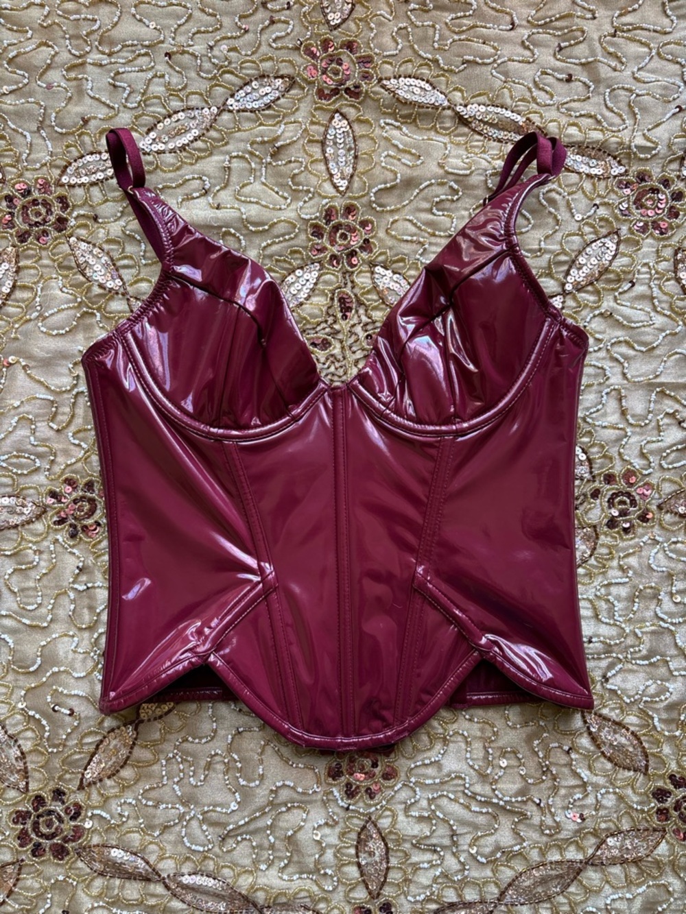 Victoria's Secret Burgundy Patent Bustier Top